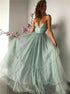 A Line Tulle Sweetheart Pleats Prom Dress LBQ2487
